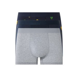 LIVERGY® Pánske boxerky, 3 kusy (M, námornícka modrá/citrón/sivá)