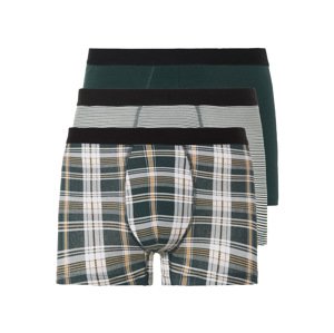 LIVERGY® Pánske boxerky, 3 kusy (M, tmavozelená/biela/béžová)