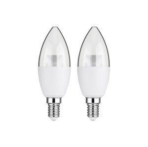 LIVARNO home LED žiarovky, 2 kusy (4,9 W E14 sviečka transparentná)