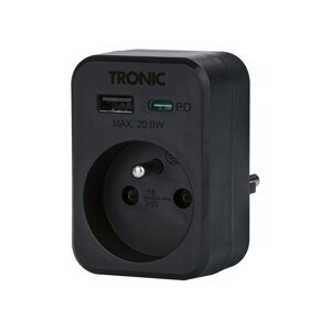 TRONIC® USB adaptér do elektrickej zásuvky (čierna)