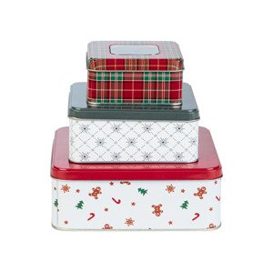 LIVARNO home Súprava dóz na sušienky, 3-dielna (hranatý tvar s okienkom)