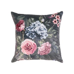 LIVARNO home Dekoratívny poťah na vankúš, 40 x 40 cm (kvety/sivá)