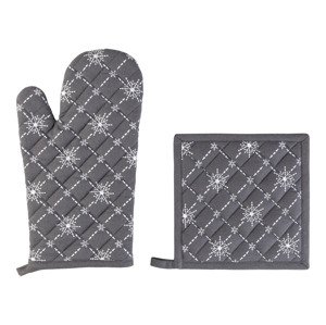 LIVARNO home Súprava kuchynskej rukavice a chňapky (sivá/biela)