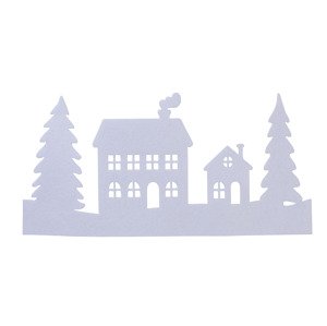 LIVARNO home Obrázok na okno s LED svetelnou reťazou (krajinka s domami)