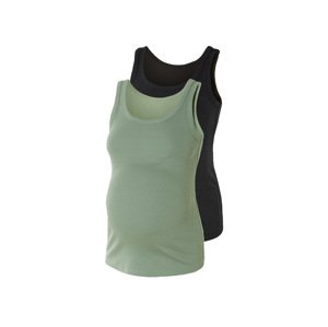 esmara® Dámsky rebrovaný tehotenský top, 2 kusy (XL (48/50), čierna/zelená)