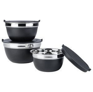 LIVARNO home Súprava mís z ušľachtilej ocele, 3-dielna (čierna)
