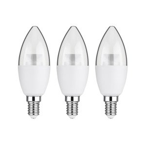 LIVARNO home LED žiarovky (4,9 W sviečka E14, 3 kusy, transparentná)