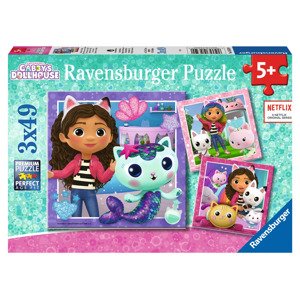Ravensburger Detské puzzle (Gabbyin kúzelný domček, 3 x 49 dielikov)