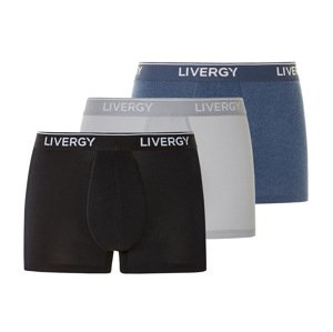 LIVERGY® Pánske boxerky, 3 kusy (L, čierna/modrá/sivá)