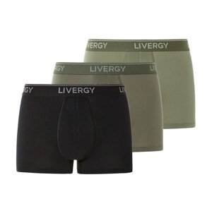 LIVERGY® Pánske boxerky, 3 kusy (M, tmavošedá/olivová/zelená)
