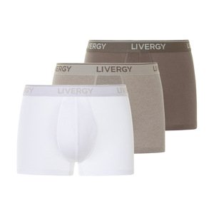 LIVERGY® Pánske boxerky, 3 kusy (L, béžová/biela)