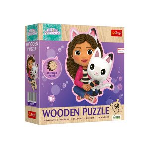 Trefl Drevené puzzle, 50-/160-dielna súprava (Gabbyin kúzelný domček)