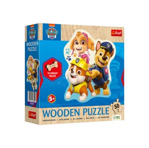 Trefl Drevené puzzle, 50-/160-dielna súprava (Labková patrola)