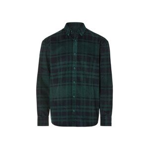 LIVERGY® Pánska menčestrová košeľa (L (41/42), zelená/navy modrá)