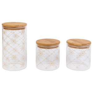 LIVARNO home Súprava dóz s bambusovým uzáverom (s potlačou)